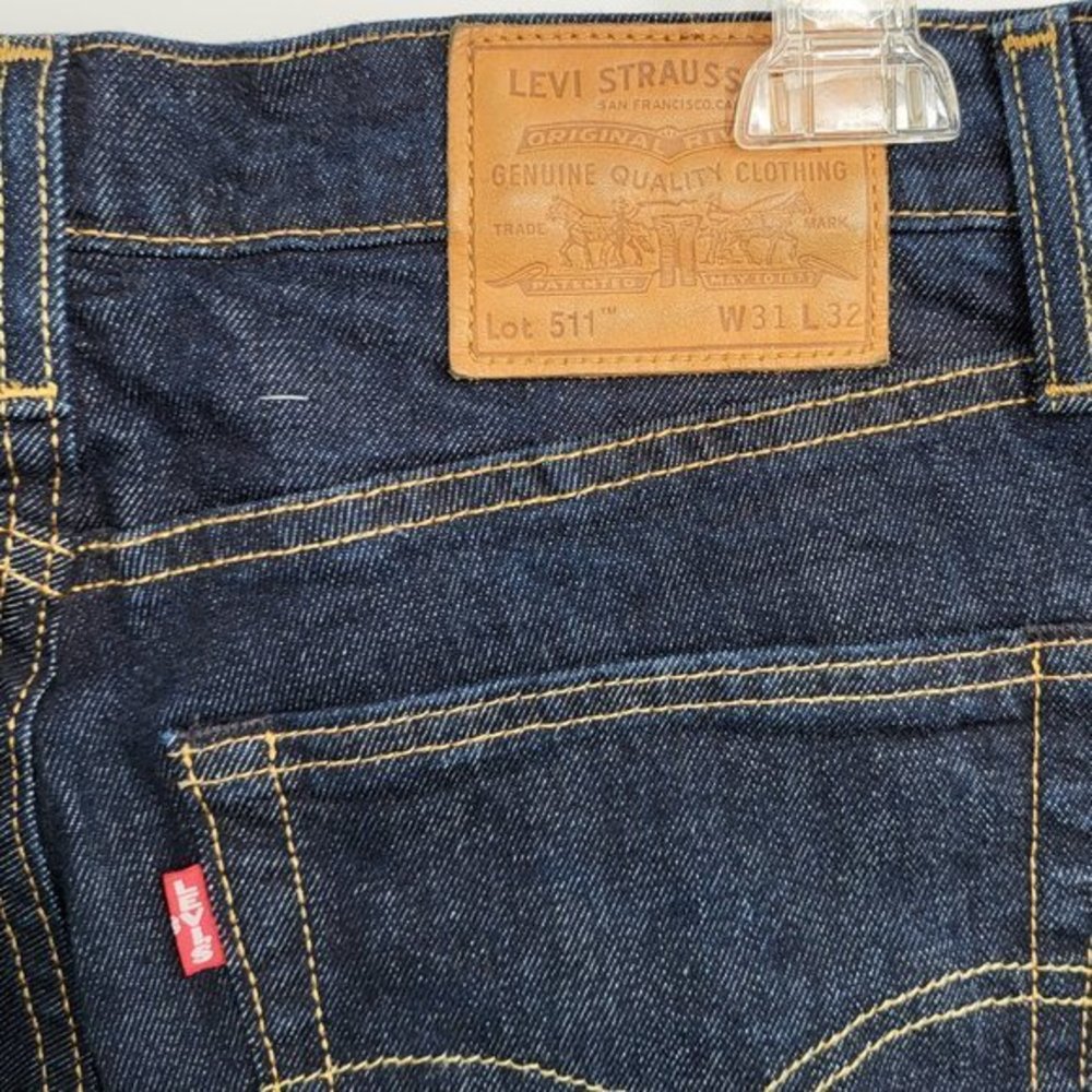 Vintage‎ Levis 511 Big E Red Tab Dark Wash Denim Jeans Single Stitched 31x29.5 - Picture 5 of 8